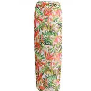 Tropical Floral Sarong Maxi Cover Up Swim Beach Pool Resort Vacation